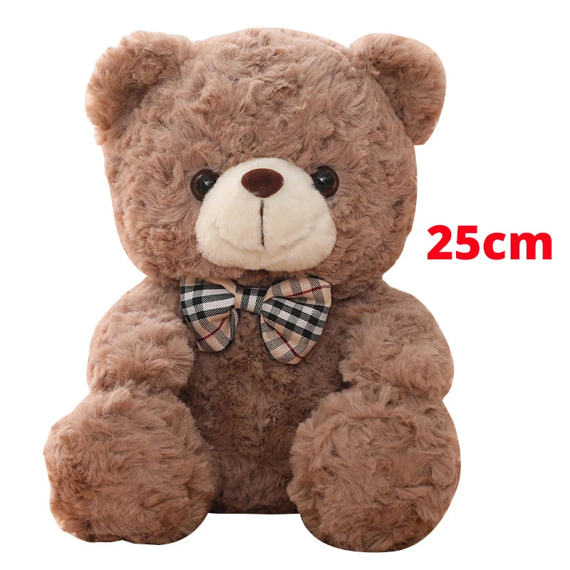 Deep Pink Plush Teddy Bear with Plaid Bow Tie - Image 17