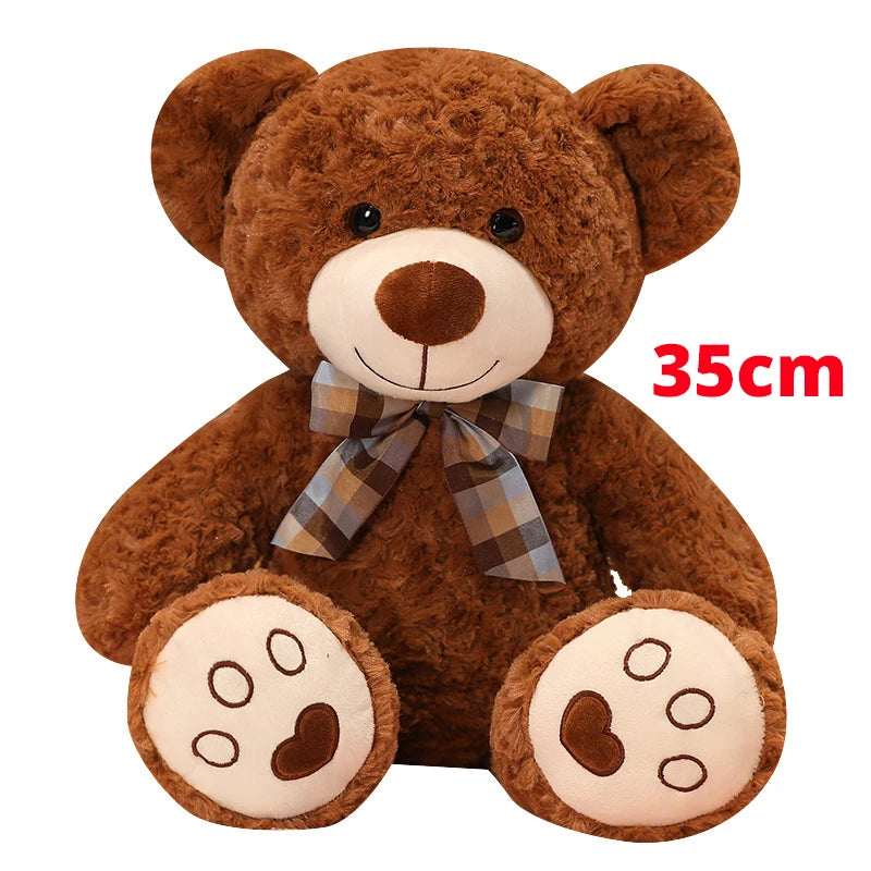 Deep Pink Plush Teddy Bear with Plaid Bow Tie - Image 9