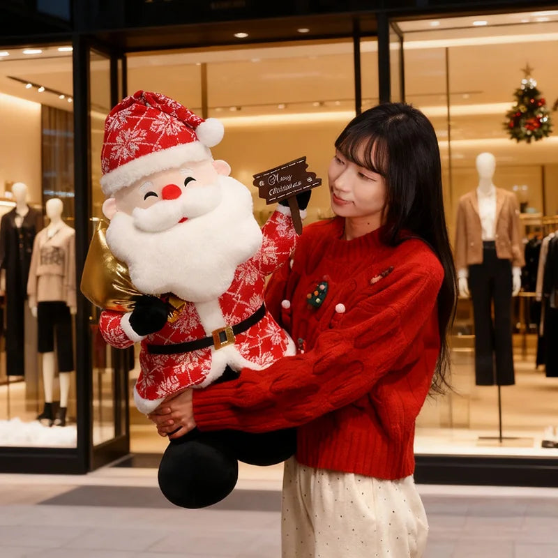 Standing Santa Claus Plush with Snowflake Suit and Sign - Image 5