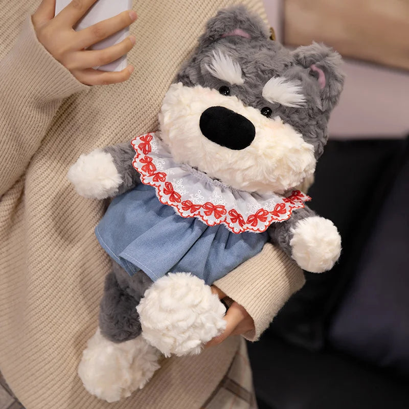 Adorable White Bear Plush in Gingham with Star - Image 2