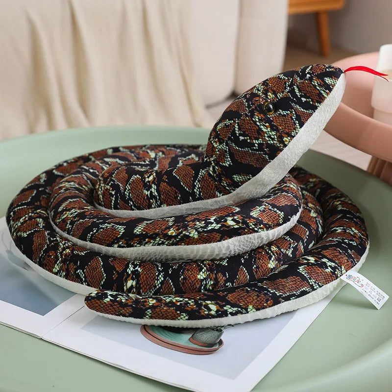 Realistic Brown Cobra and Green Coiled Snake Plush - Image 5