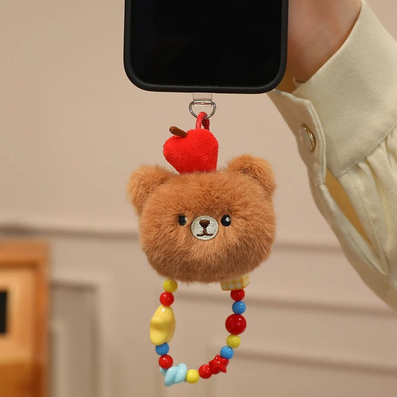 Fluffy White Dog Plush Phone Charm with Beaded Strap - Image 11