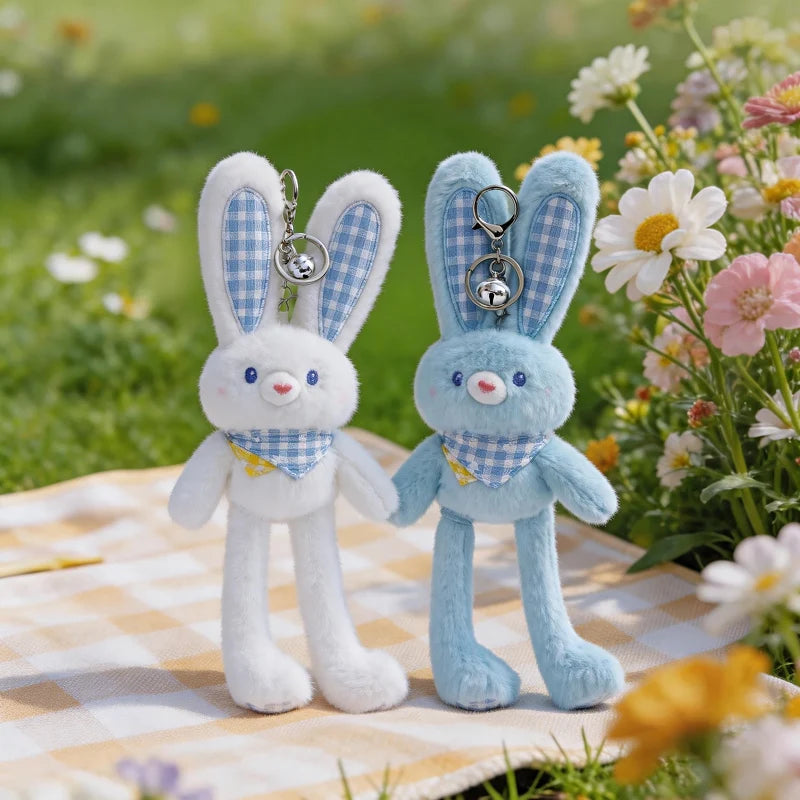 Sweet Gingham Plush Bunny Keychain Bag Charm - Image 4