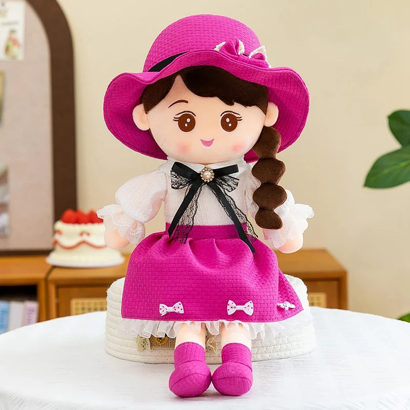 Sweet Plush Girl Doll with Braids and Hat - Image 9