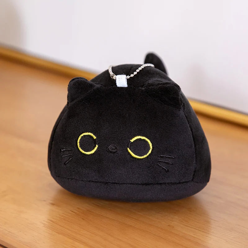 Cute Round Black Cat Plushie with Pink Ears - Image 3