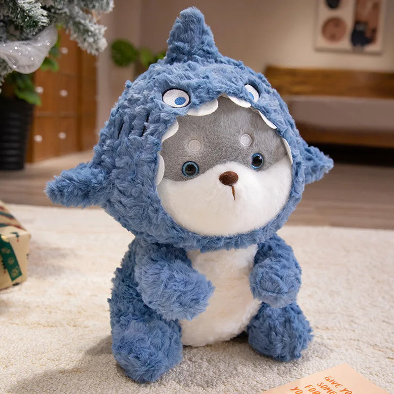 Cute Fluffy Husky in Blue Shark Costume - Image 8