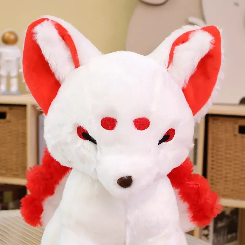 White Kitsune Plush with Red Face Markings - Image 3