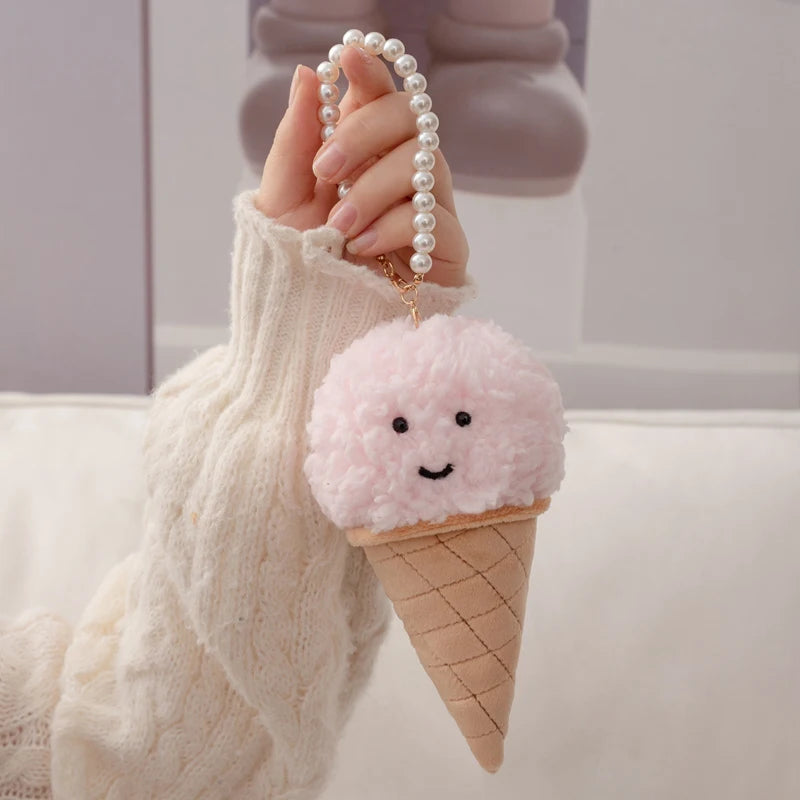 Cute Colorful Plush Ice Cream Keychain with Smile - Image 11