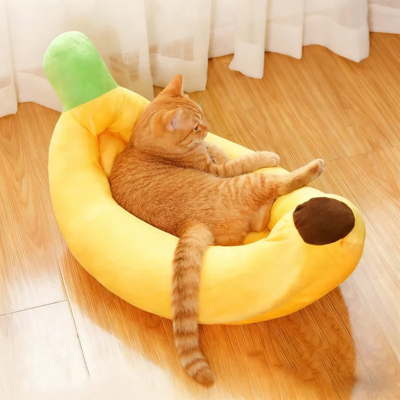 Cozy Yellow Banana Plush Pet Bed - Image 2
