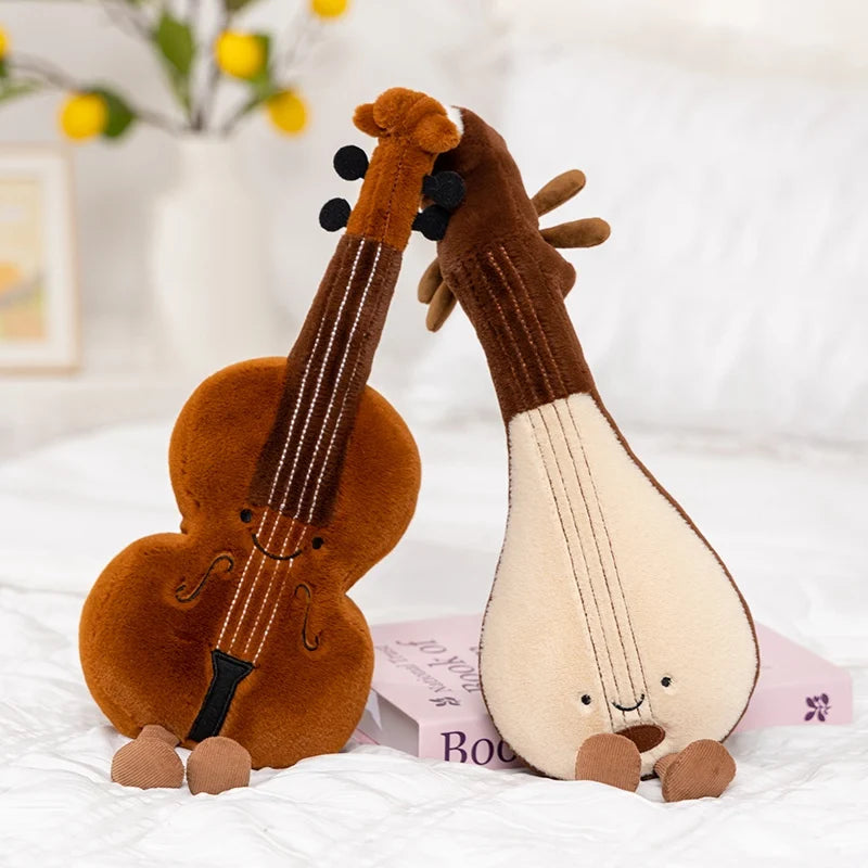 Cute Brown Violin Plush Toy with Smile Face - Image 2