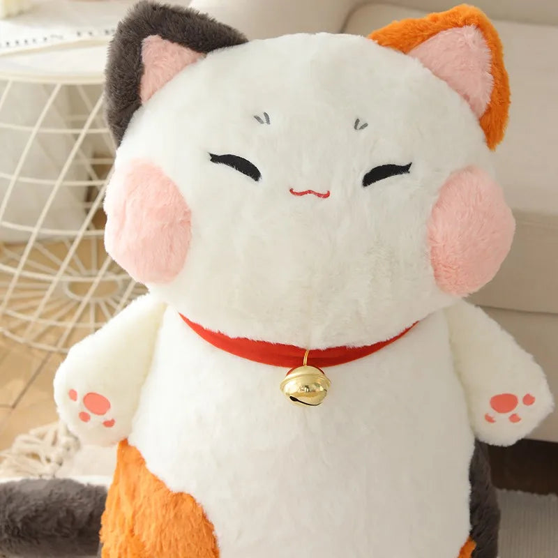 Kawaii Chubby Calico Cat Plushie with Bell - Image 3