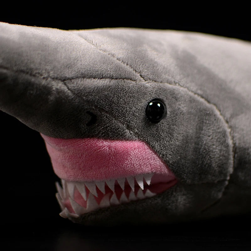 Gray Shark Plush with Pink Mouth and Sharp Teeth - Image 2