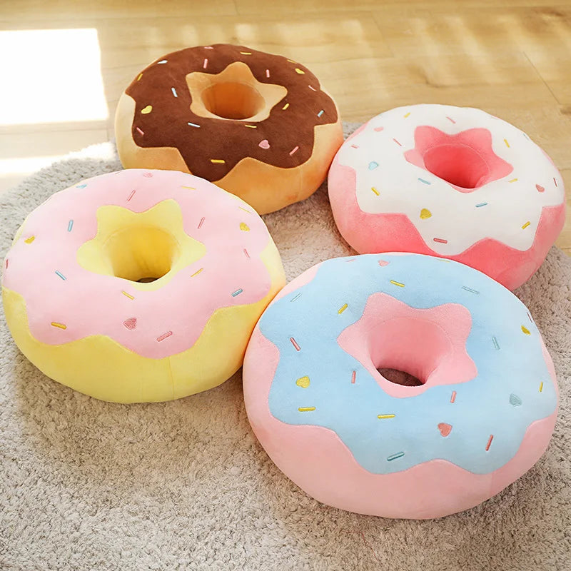 Cute Donut Plush Pillow with Colorful Sprinkles