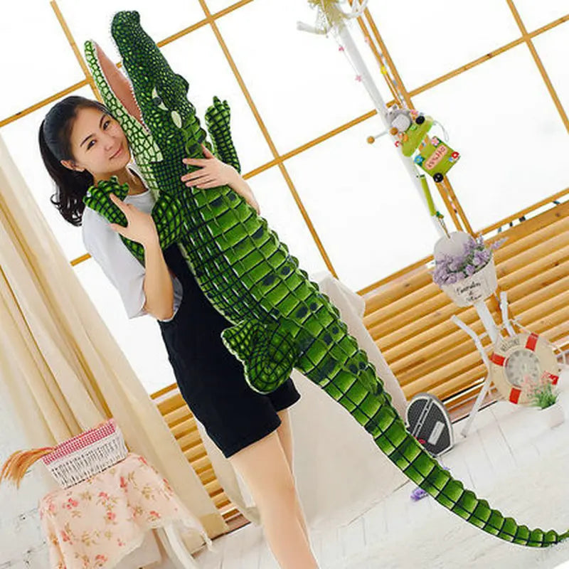 Giant Green Plush Crocodile with Open Mouth - Image 4