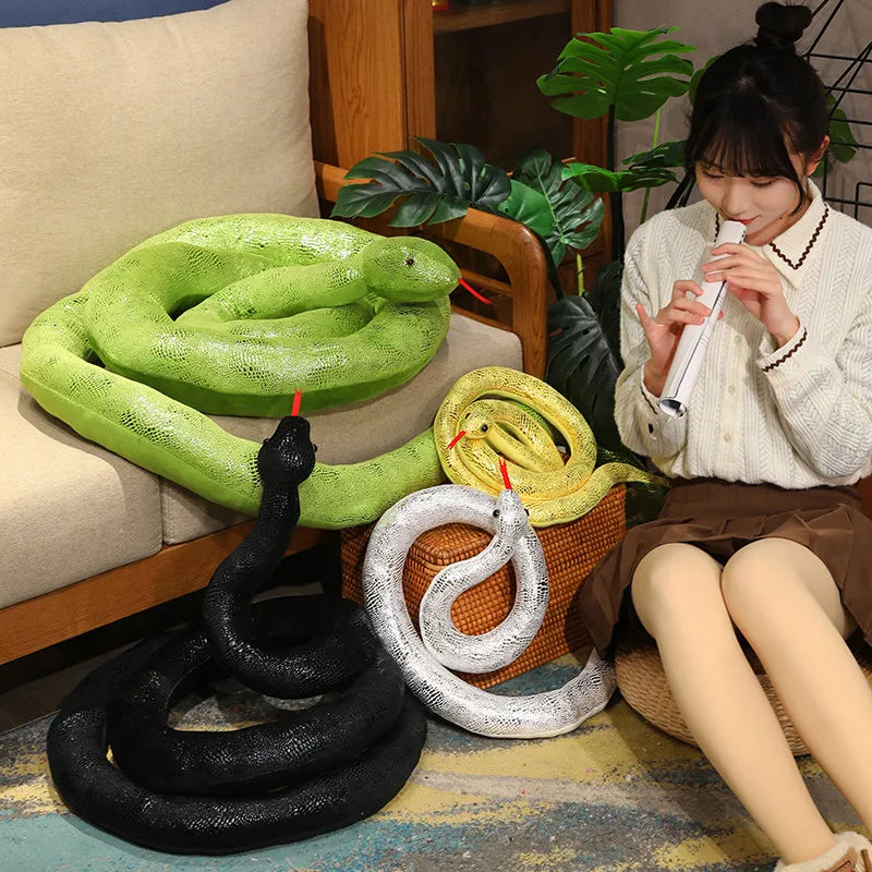 Black Scaled Snake Plush with Red Tongue - Image 4