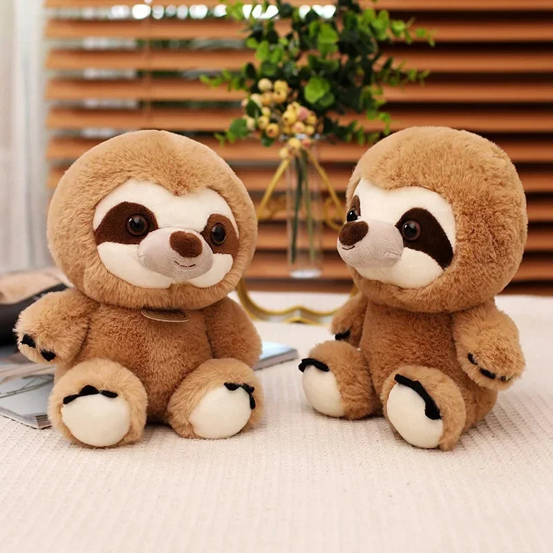 Smiling Brown Sloth Plush Toy