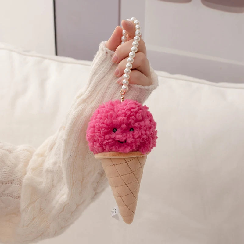Cute Colorful Plush Ice Cream Keychain with Smile - Image 21