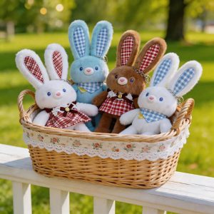 Sweet Gingham Plush Bunny Keychain Bag Charm