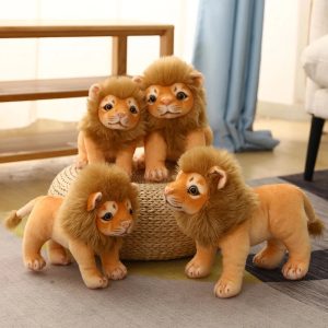 Light Orange Plush Lion Cub with Brown Mane