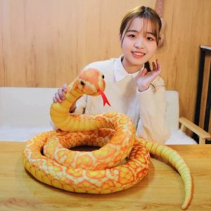 Giant Orange and Yellow Plush Snake with Tongue