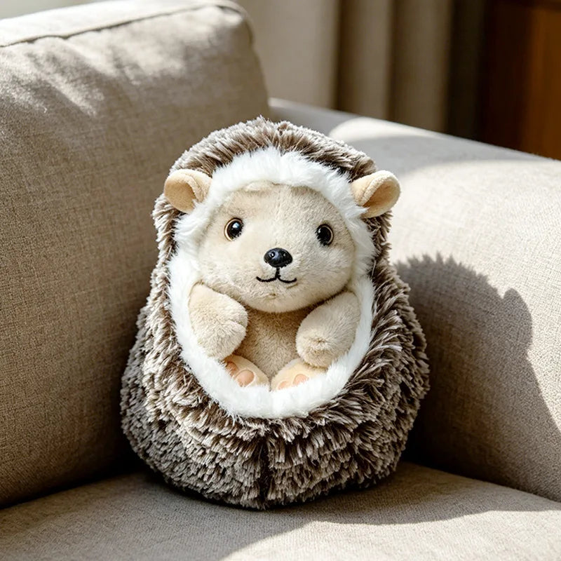 Fluffy Brown and White Hedgehog Plush Toy - Image 7