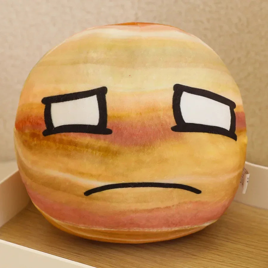 Round Orange Sun Plush Pillow with Asymmetric Face - Image 3