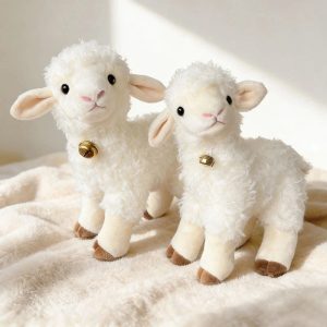 Cuddly Cream Lamb Plush with Gold Bell