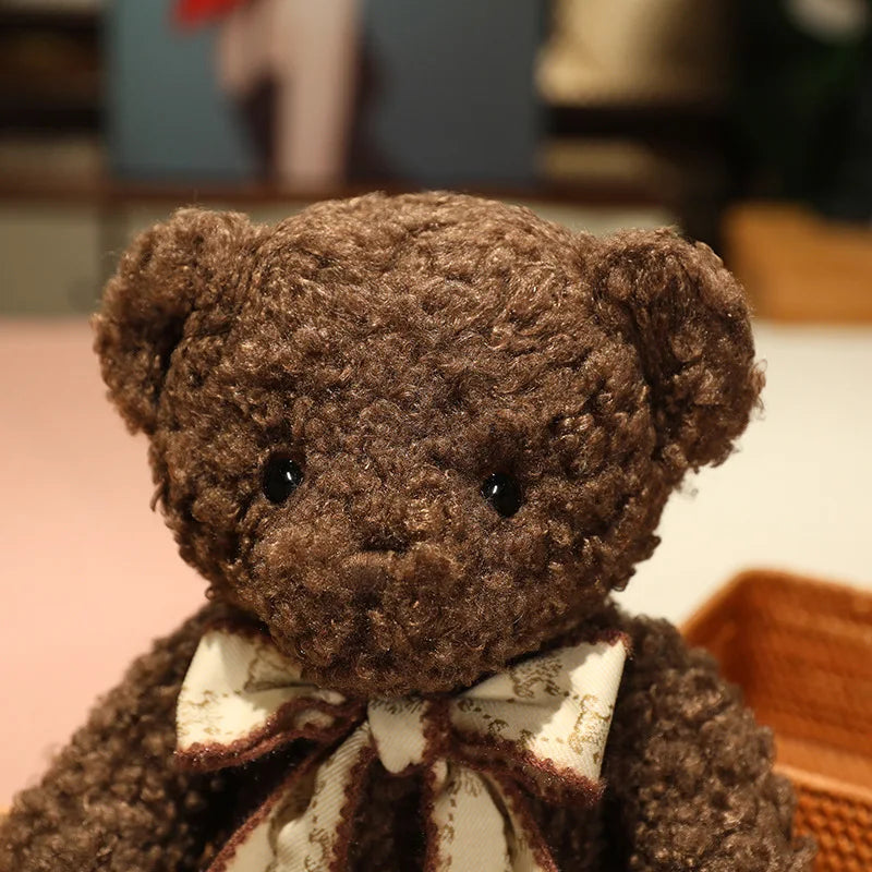 Fluffy Pink Teddy Bear with Patterned Bow - Image 6
