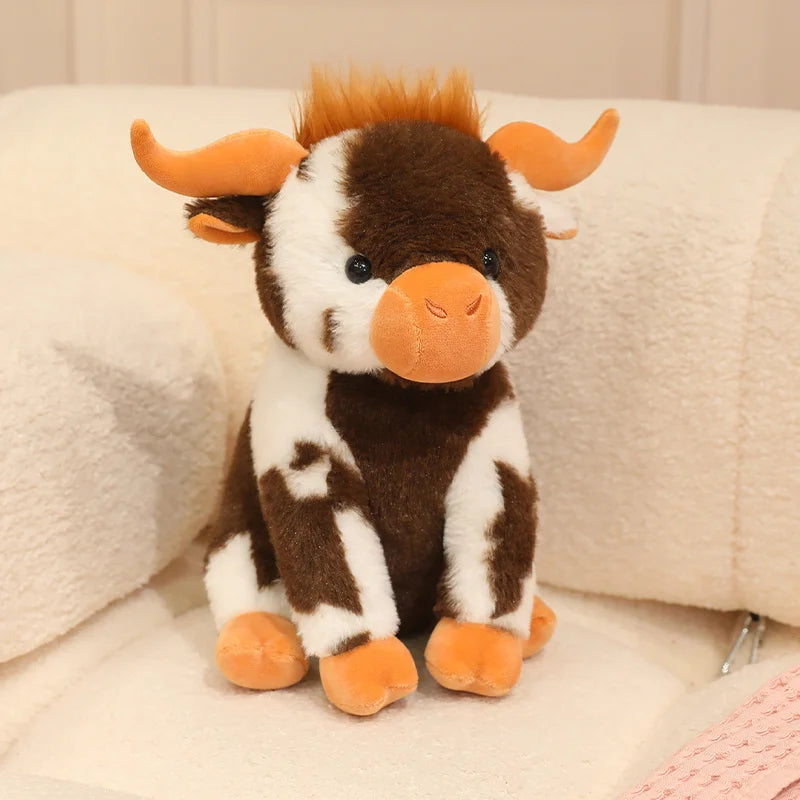 Fluffy Spotted Plush Cow with Horns - Image 11