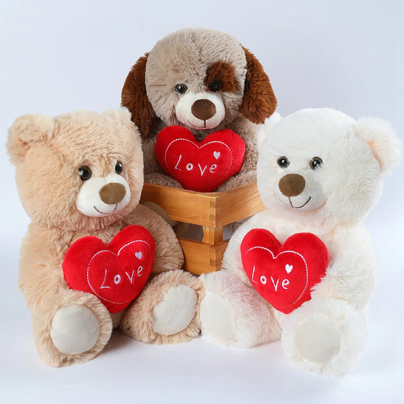 Soft Tan Plush Teddy Bear with Red 'Love' Heart - Image 2