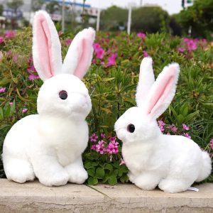 Cute White Plush Rabbit with Pink Ears