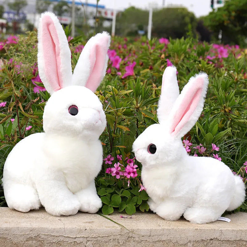 Cute White Plush Rabbit with Pink Ears