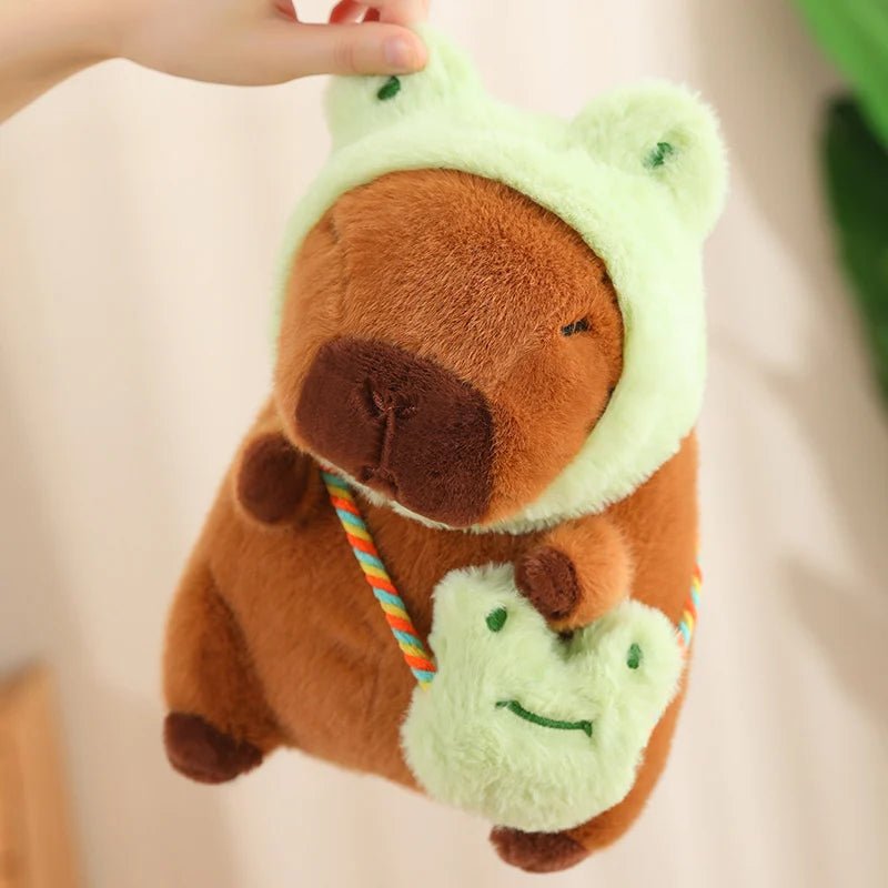 Adorable Capybara Plush with Animal Hood and Bag - Image 4