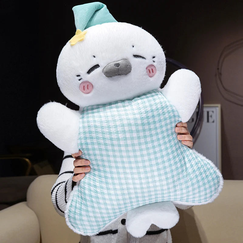 Adorable Elephant Plush Pillow with Gingham Body - Image 4