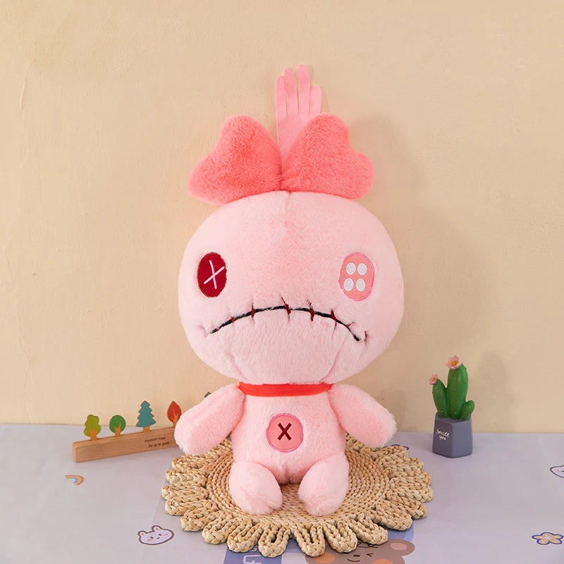Stitched Alien Plush Toy with Button Eyes and Bow - Image 7