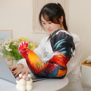 Colorful Realistic Rooster Plush Pillow