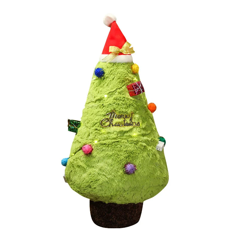 Fuzzy Green Christmas Tree Plush Pillow with Hat - Image 7