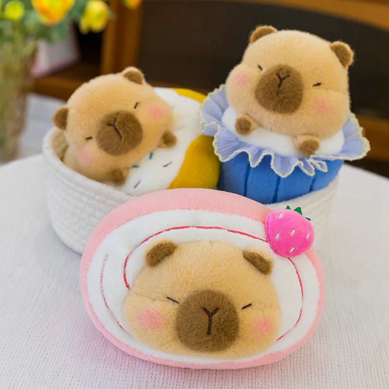 Cute Pink Swiss Roll Bear Plushie with Strawberry - Image 3