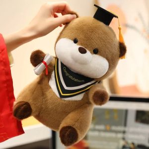 Brown Plush Graduation Bear with Cap and Diploma