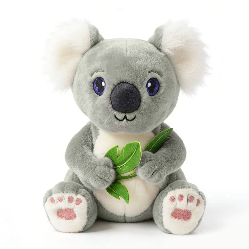 Cute Gray Koala Plush with Leaf - Image 6