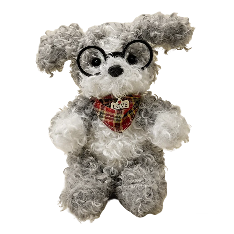 Curly Plush Dog with Round Glasses and Outfit - Image 10