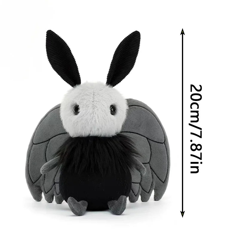 Cute Shaggy Black and Grey Moth Plush Toy - Image 2