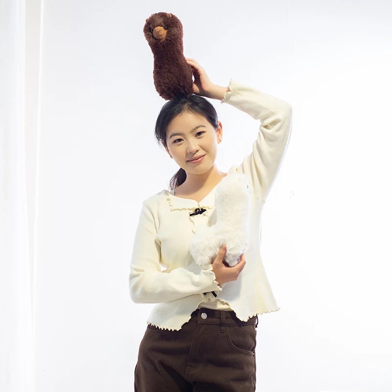Fluffy White or Brown Alpaca Plush - Image 5