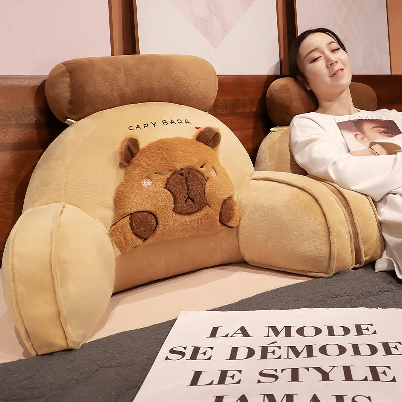 Soft Capybara Plush Reading Pillow with Neck Support - Image 3