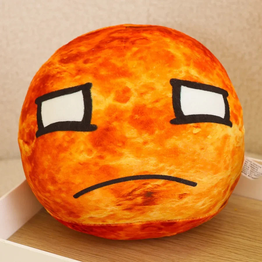 Round Orange Sun Plush Pillow with Asymmetric Face - Image 13