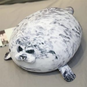 Chubby White and Gray Spotted Seal Plush