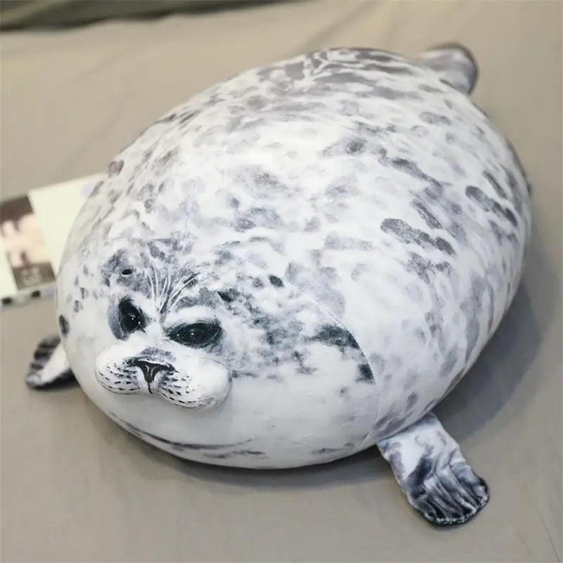Chubby White and Gray Spotted Seal Plush
