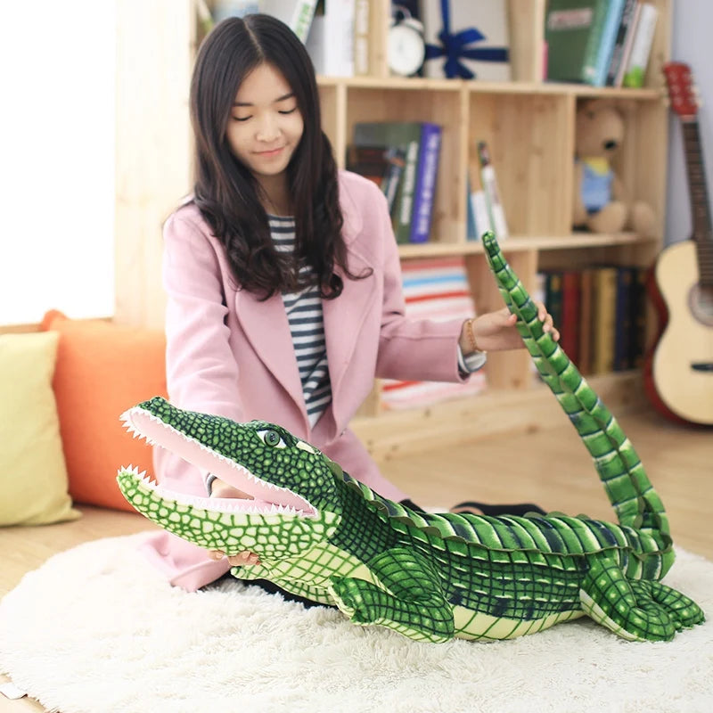 Giant Green Plush Crocodile with Open Mouth - Image 3