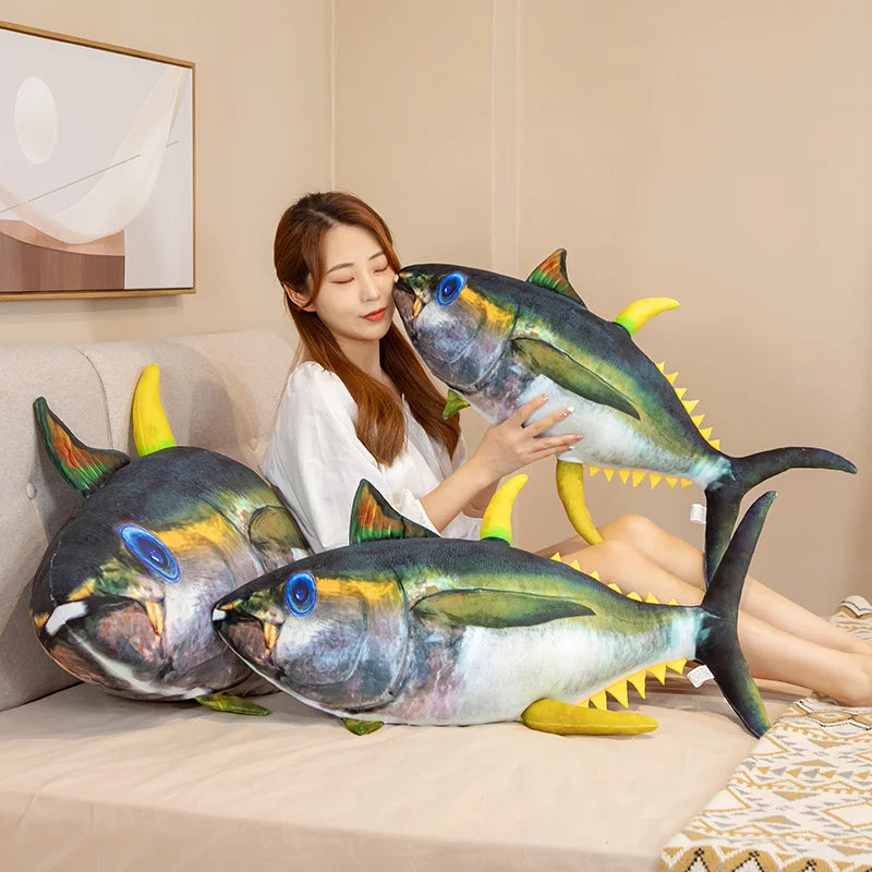 Lifelike Tuna Fish Plush Pillow with Yellow Fins - Image 4
