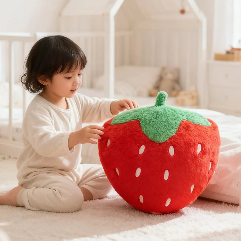 Cute Red Strawberry Plush Throw Pillow - Image 3